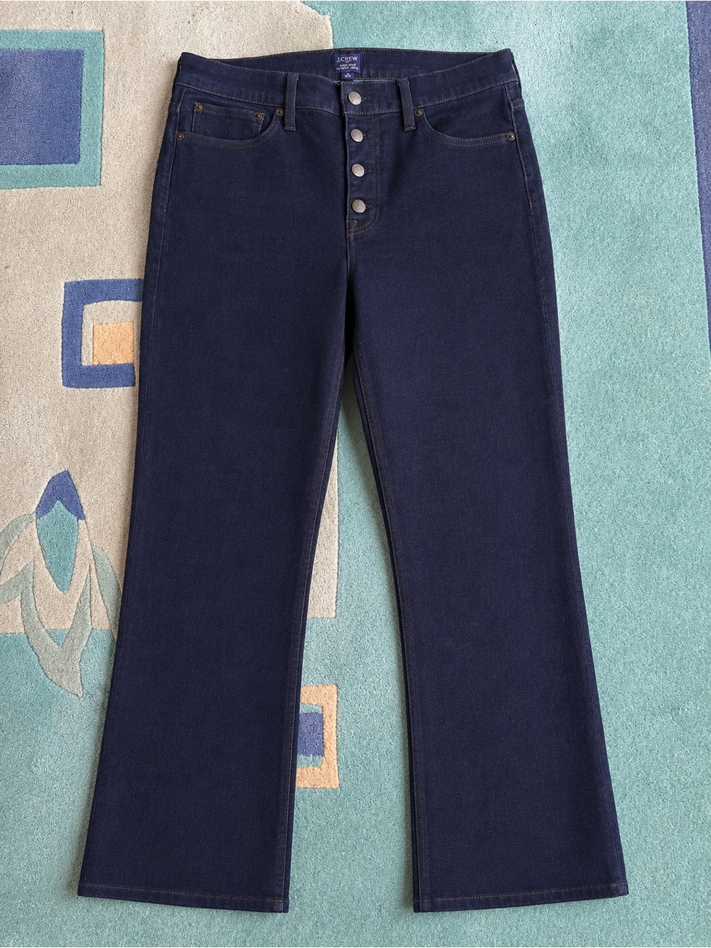 J. Crew Navy High-Rise Flare Jeans with Button-Fly